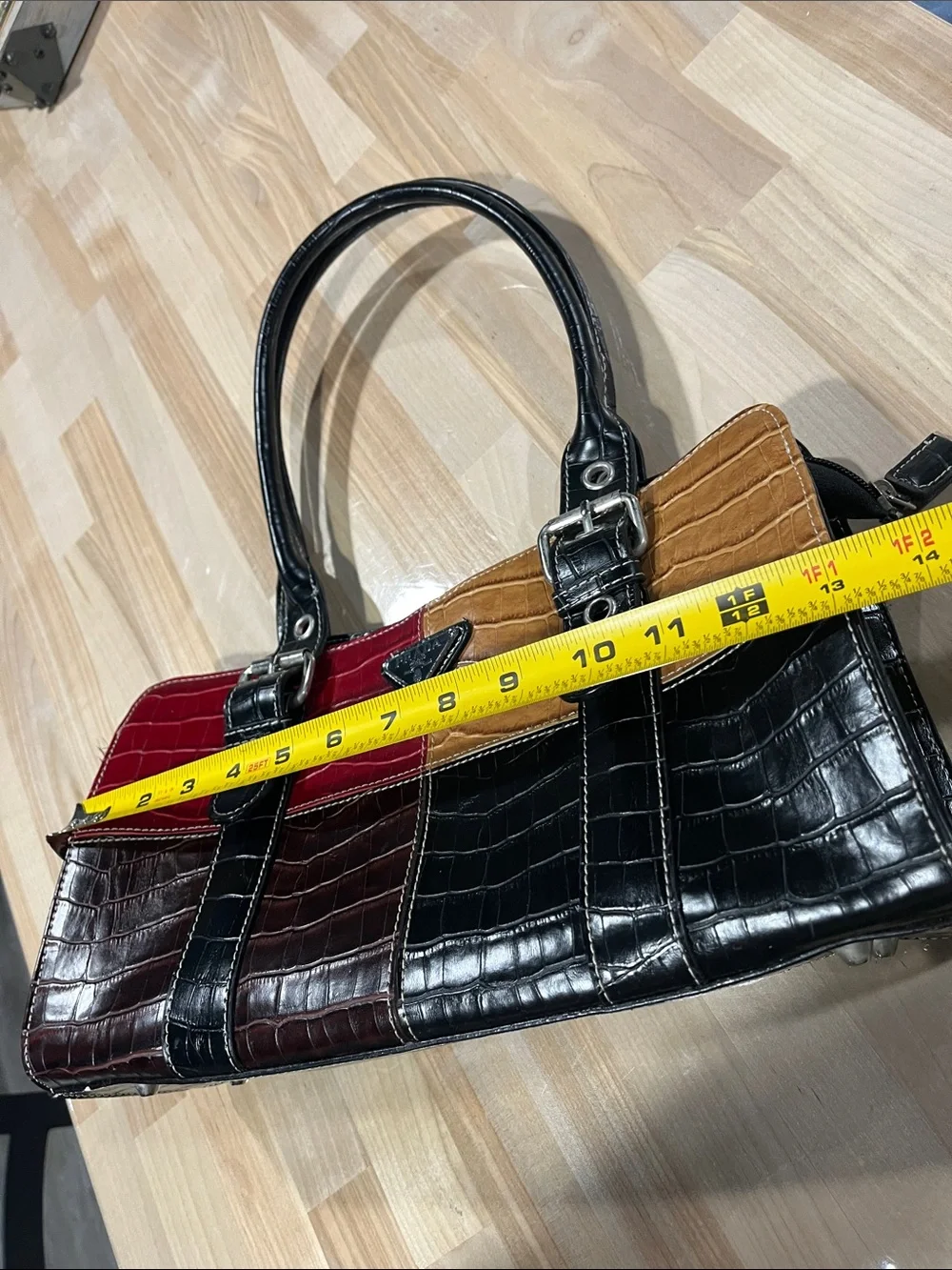 Purse non brand Y2K vibes Tri-Tone Patchwork Croc Satchel Handbag